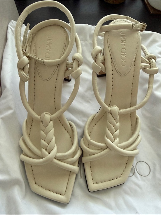Jimmy Choo Shoes - Jimmy Choo Ivory Braided Strap Heels